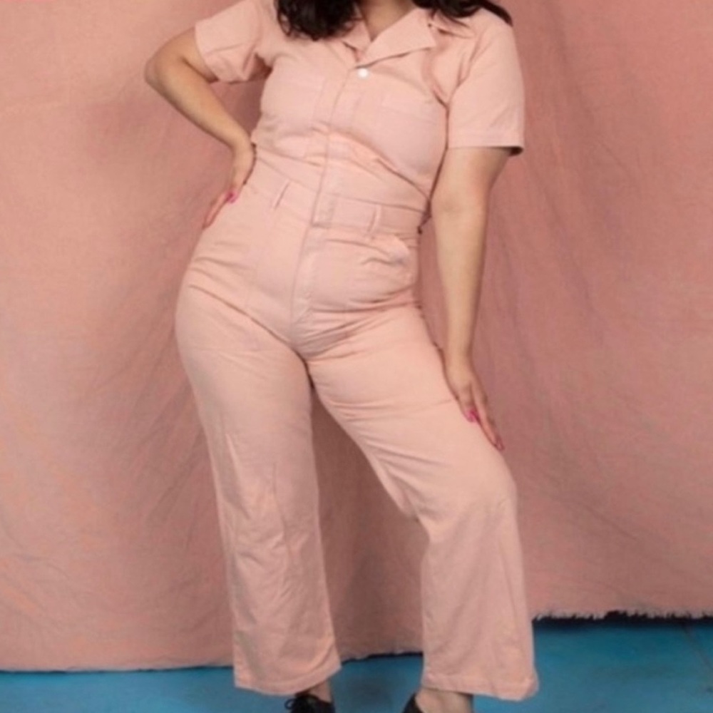 Big Bud Press Short Sleeve Jumpsuit Dusty Rose Plus Size 4XL